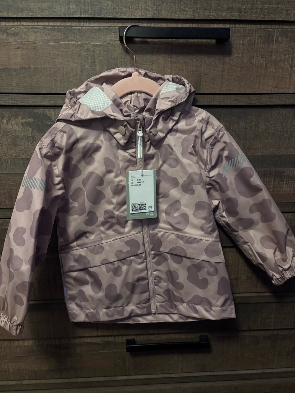 H&M Mauve Heart-Print Hooded Raincoat